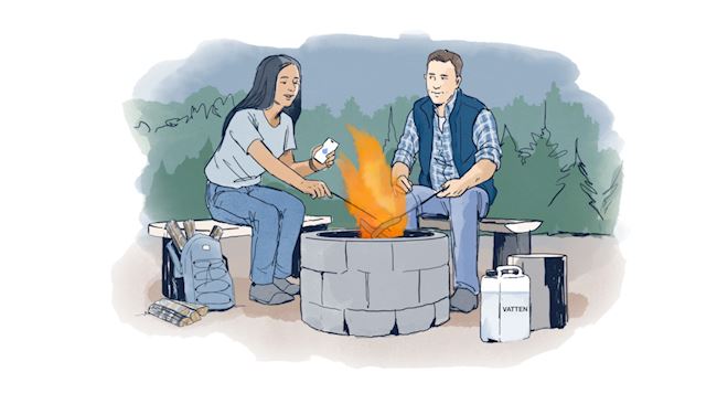 Illustration, elda säkert.